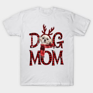 Cream Shih Tzu Mom Christmas Dog Mom Dog Lovers T-Shirt